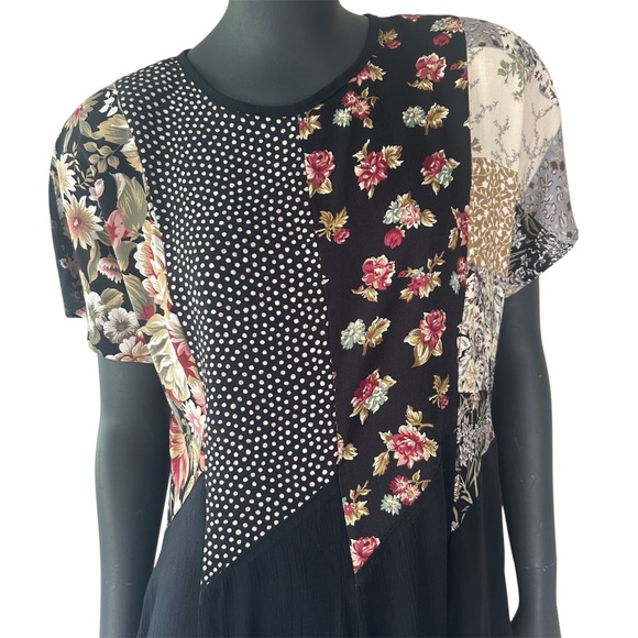 Vintage Dresses & Skirts - Vintage '90s Floral Patchwork Print Dress Cottagecore Size 12 Made in USA Phoebe